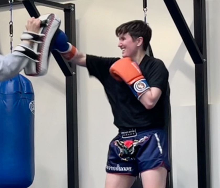 Cheyanne boxing at her Muay Thai gym.